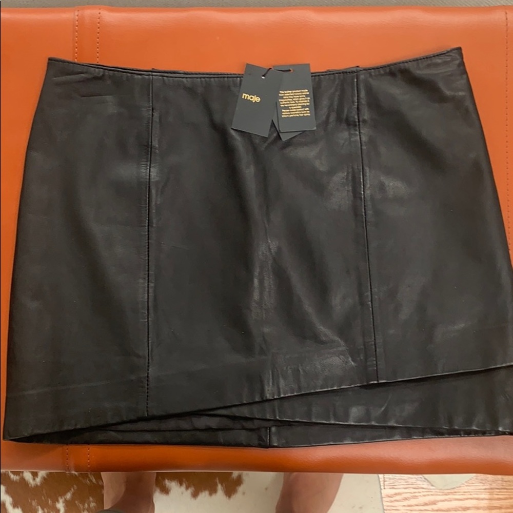 Maje Mini Classy Leather Skirt